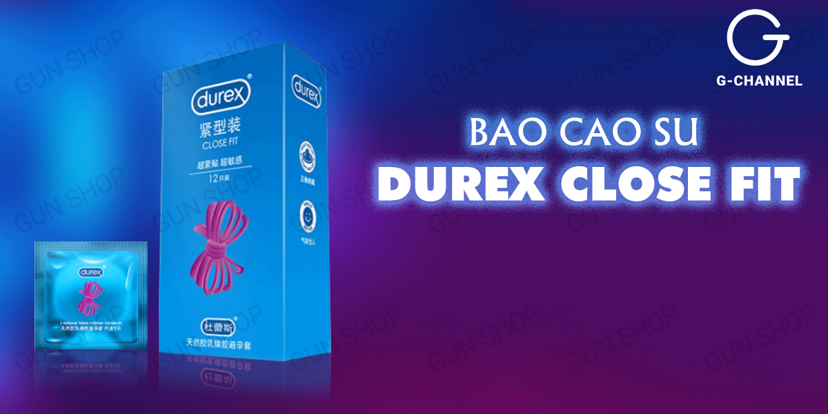 Bao cao su Durex Close Fit 49mm ôm khít thoải mái hộp 12 cái