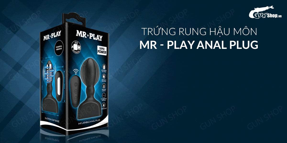 Trứng rung hậu môn 12 chế độ sạc điện Pretty Love Mr-Play Anal Plug Trứng rung hậu môn 12 chế độ sạc điện Pretty Love Mr-Play Anal Plug