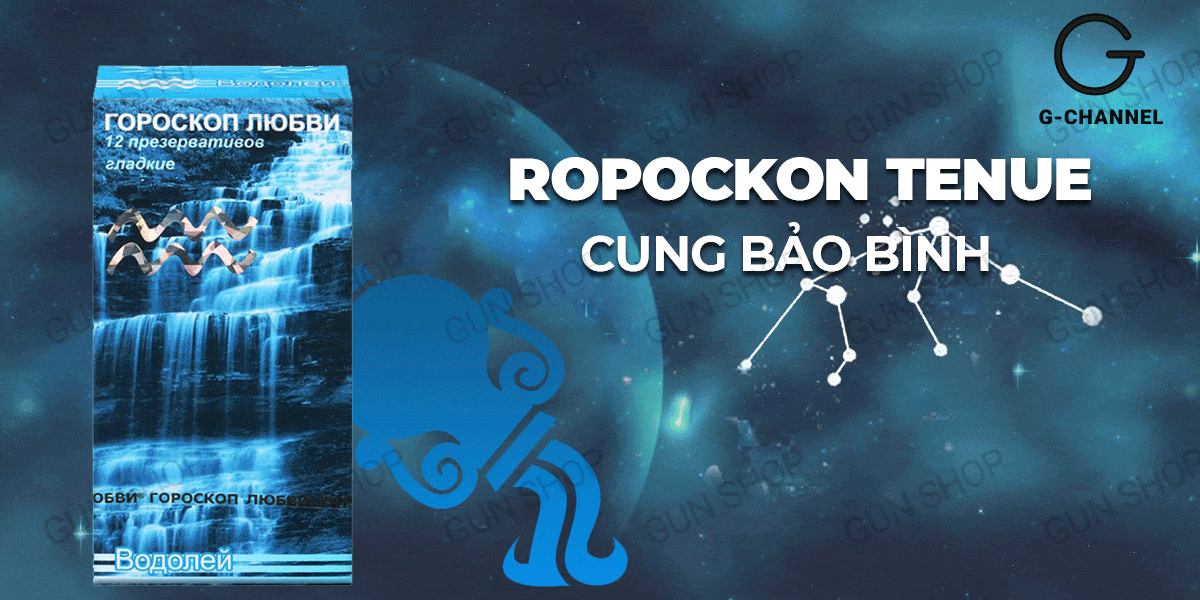 Bao cao su Ropockon cung Bảo Bình siêu mỏng hương dâu hộp 12 cái