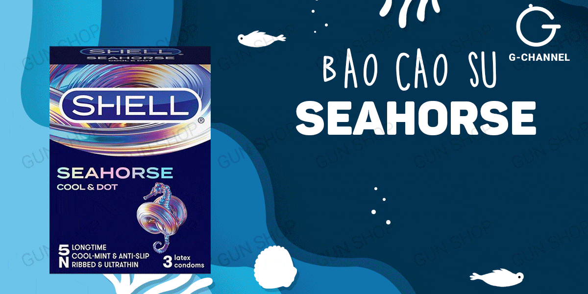 Bao cao su Shell Seahorse kéo dài thời gian đa tính năng, hộp 3 cái tiện lợi