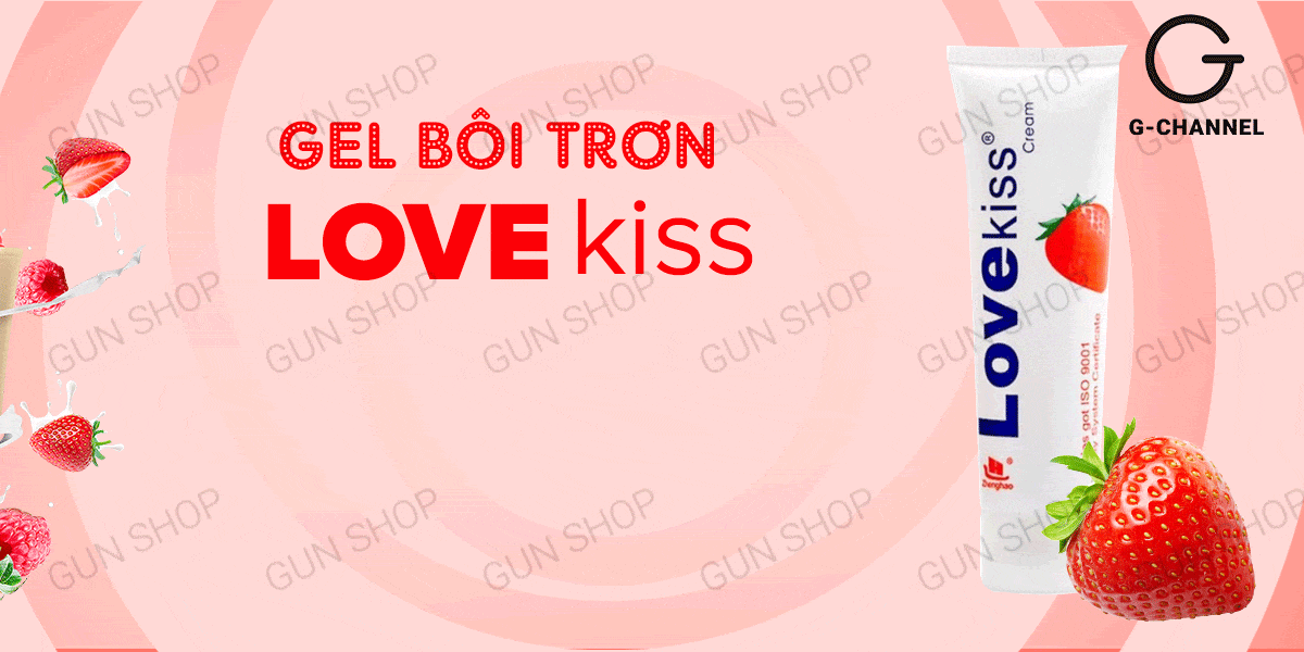 Gel bôi trơn Love Kiss hương dâu 100ml an toàn, mềm mượt khi quan hệ