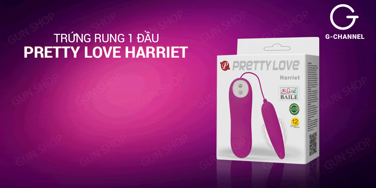 Trứng rung 1 đầu Pretty Love Harriet 12 chế độ rung pin sạc tiện dụng Trứng rung 1 đầu Pretty Love Harriet 12 chế độ rung pin sạc tiện dụng