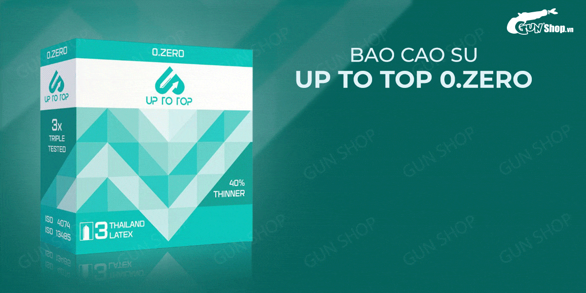 Bộ 2 hộp bao cao su Up To Top 0.Zero siêu mỏng chân thật hộp 3 cái