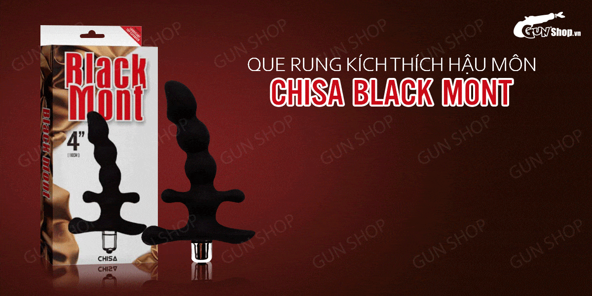 Que rung hậu môn Chisa Black Mont pin rung mạnh dành cho cặp đôi đồng tính