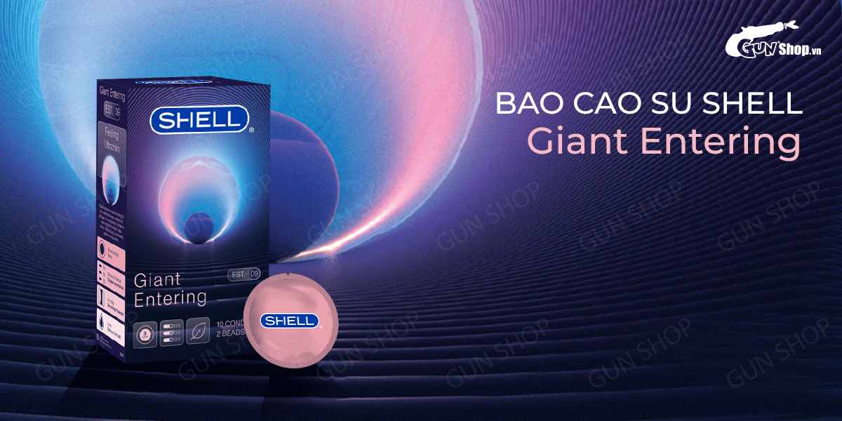 Bao cao su Shell Giant Entering gân bi tăng cảm giác kéo dài quan hệ