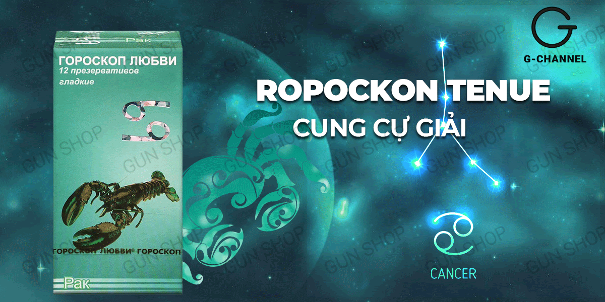 Bao cao su Ropockon cung Cự Giải siêu mỏng 0.03mm hương dâu hộp 12 cái