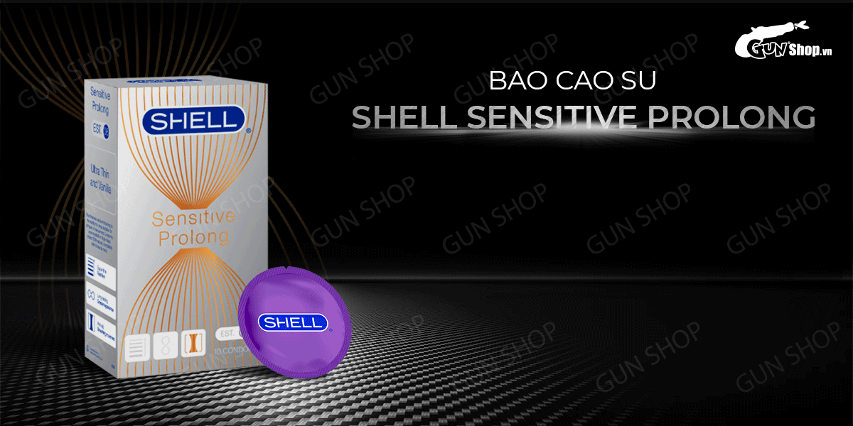 Bao cao su Shell Sensitive Prolong siêu mỏng 0.03mm kéo dài thời gian