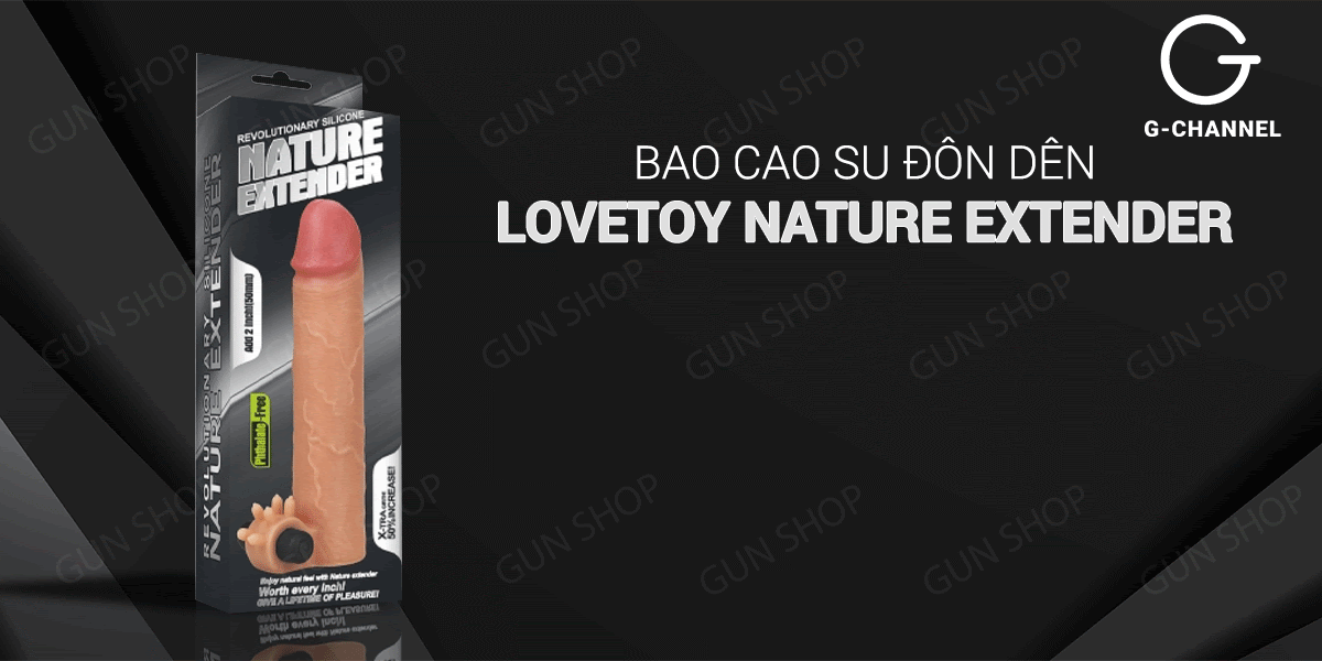 Bao cao su đôn dên Lovetoy Nature Extender tăng kích thước đến 38mm rung mạnh