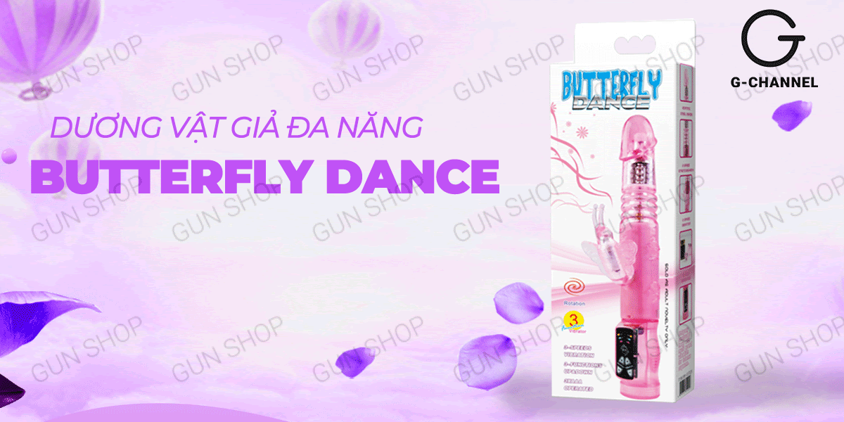 Dương vật giả Butterfly Dance rung thụt xoay 3 chế độ dùng pin