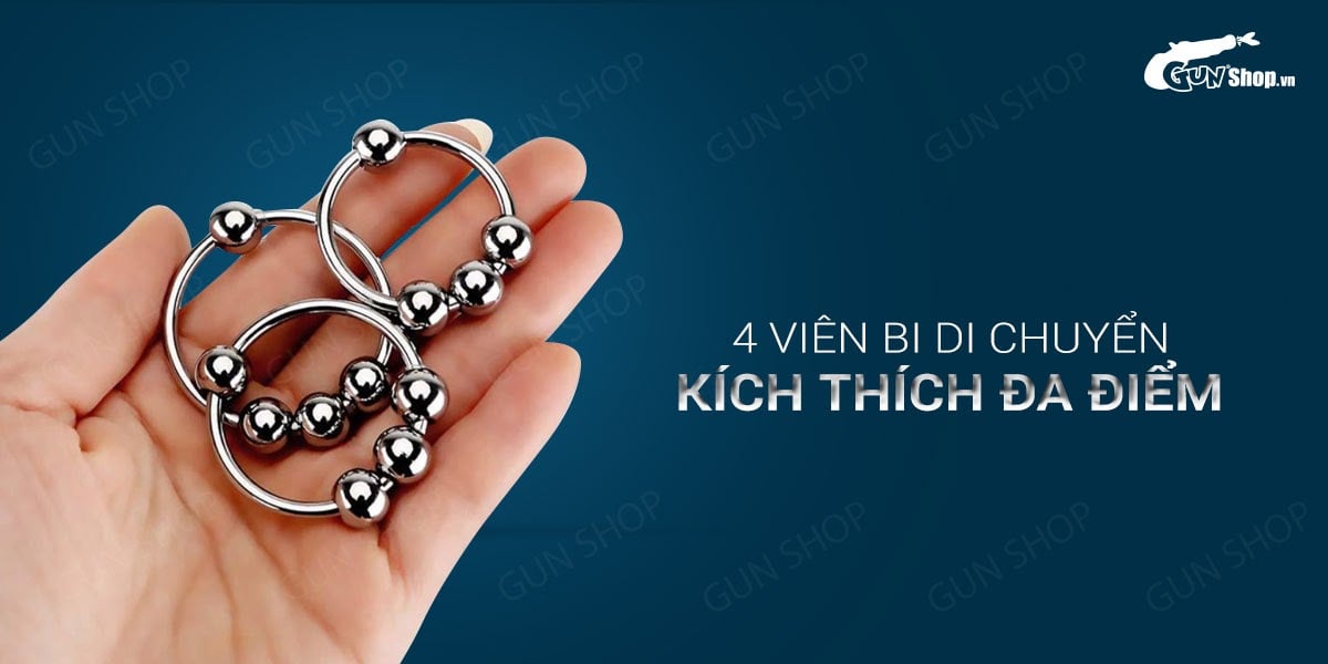 Vòng đeo dương vật inox 4 bi kéo dài thời gian quan hệ hỗ trợ sinh lý nam