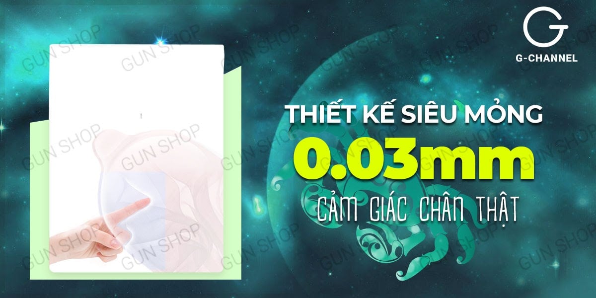 Bao cao su Ropockon cung Cự Giải siêu mỏng 0.03mm hương dâu hộp 12 cái