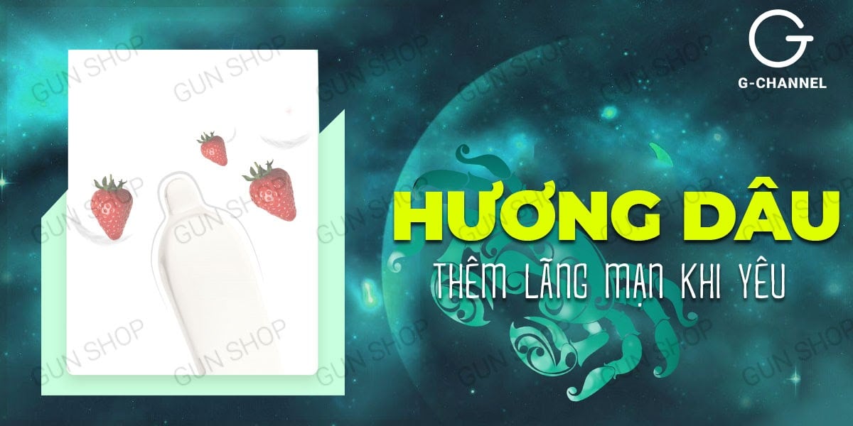 Bao cao su Ropockon cung Cự Giải siêu mỏng 0.03mm hương dâu hộp 12 cái