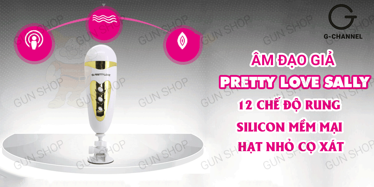 Âm đạo giả Pretty Love Sally rung rên sạc điện silicon mềm mại