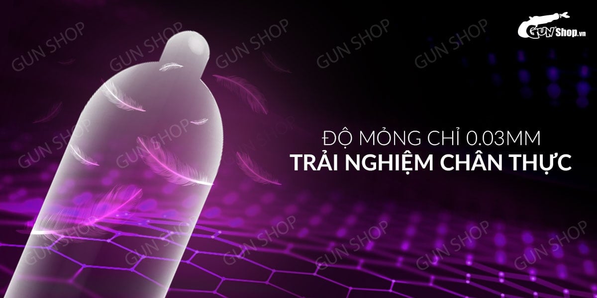 Bao cao su Muaisi 0.03 Ultrathin vàng siêu mỏng có hạt chống trơn trượt tốt