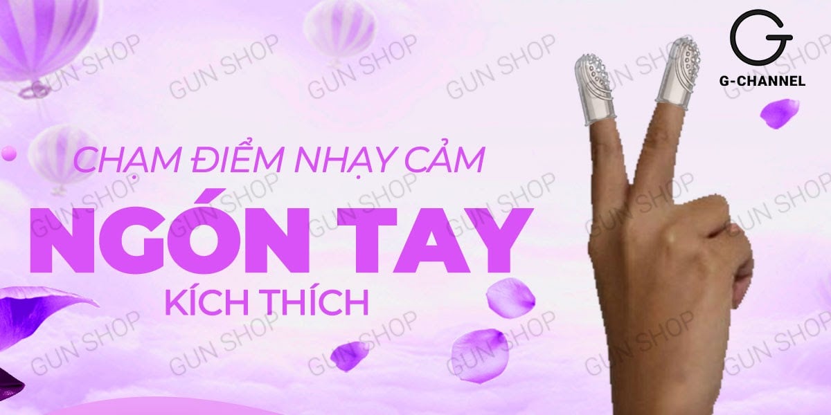 Bao cao su 2 ngón tay Aichao gân gai nổi hộp 2 cái massage kích thích