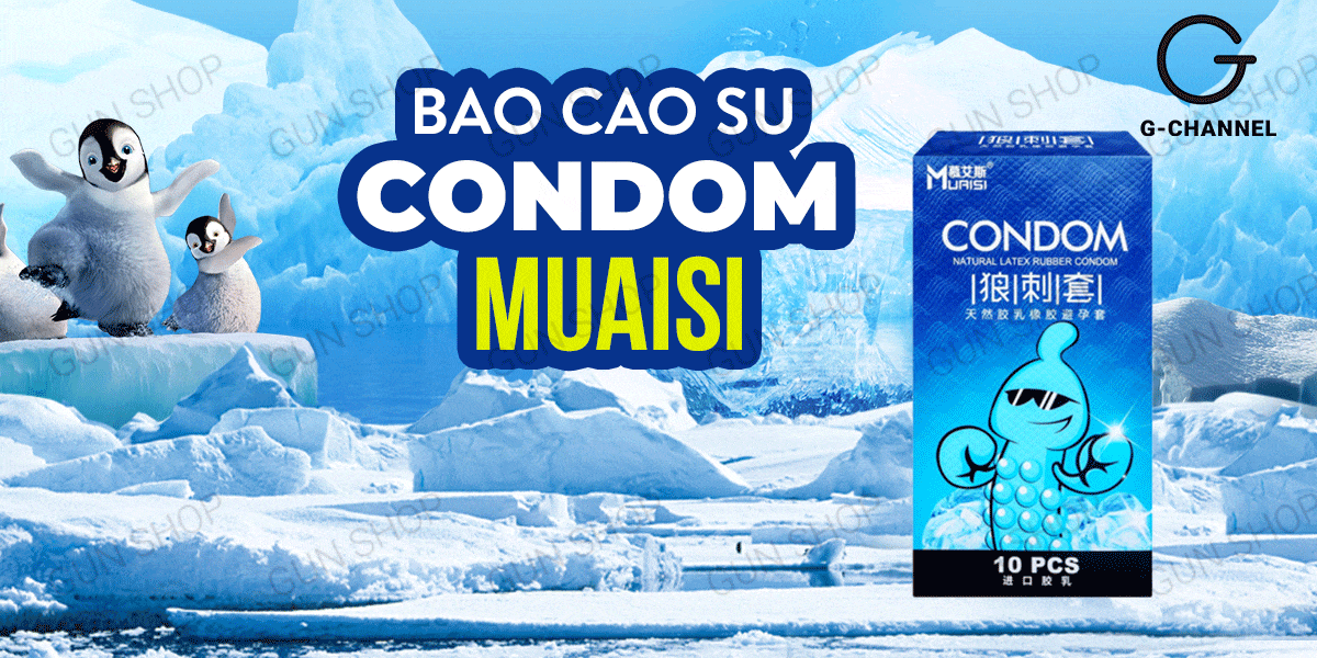 Bao cao su Muaisi Cool siêu điểm nổi mát lạnh hộp 10 cái chính hãng