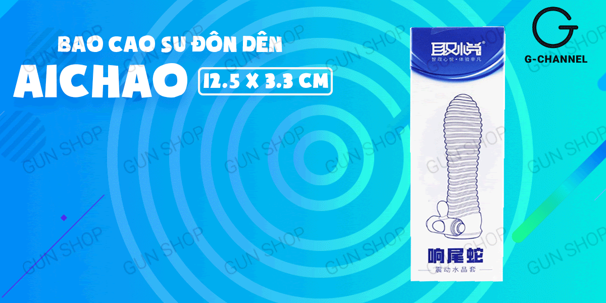 Bao cao su đôn dên Aichao rung tăng kích thước co giãn thoải mái