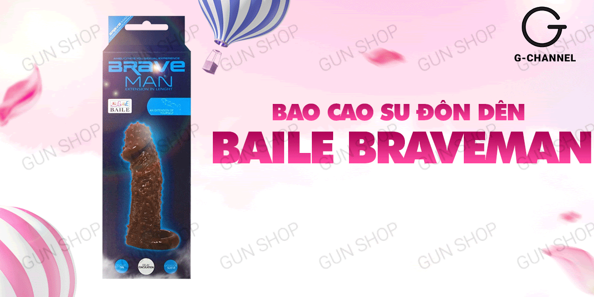Bao cao su đôn dên dây đeo Baile Braveman tăng kích thước hiệu quả