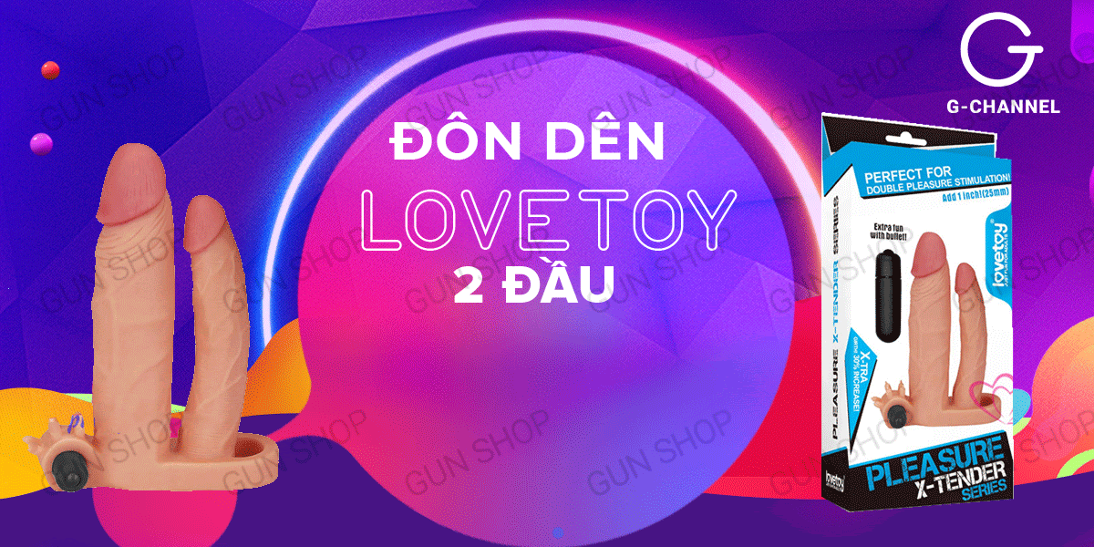 Bao cao su Lovetoy 2 đầu đôn dên silicon mềm mại tăng kích thước hấp dẫn