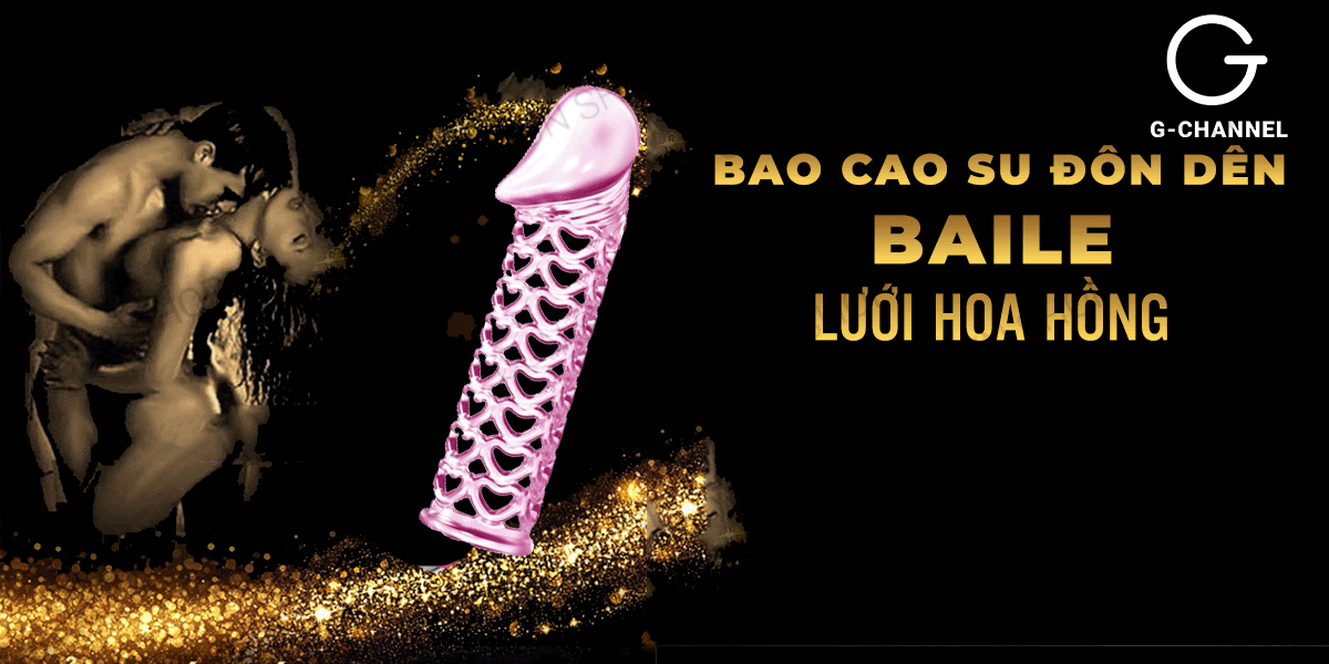Bao cao su đôn dên Baile lưới hoa hồng thiết kế bắt mắt tăng khoái cảm