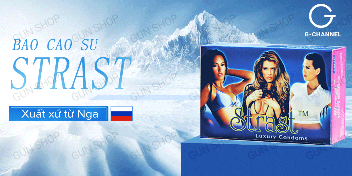 Bao cao su Strast gai nổi hương dâu hộp 72 cái tăng cảm xúc yêu