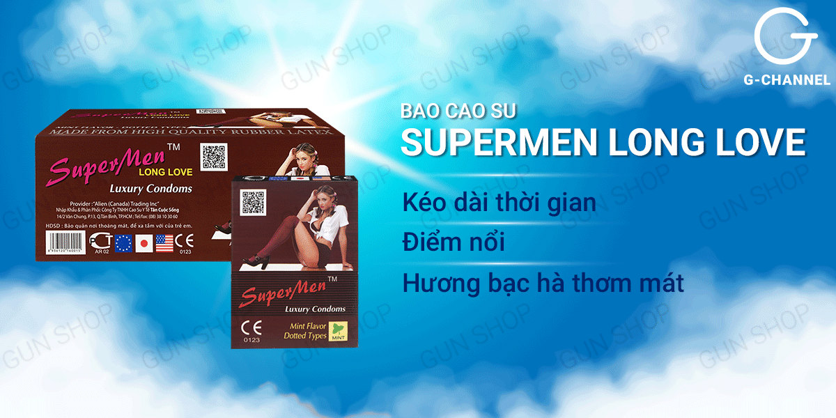 Bao cao su Supermen Long Love hương bạc hà kéo dài thời gian