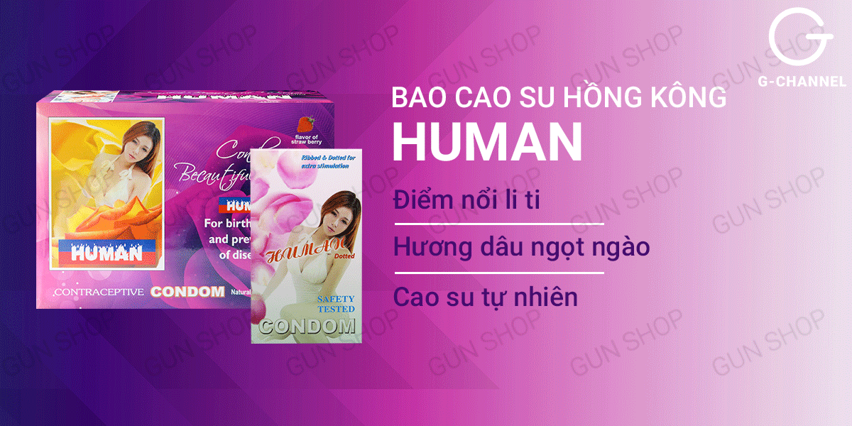 Bao cao su Human hương dâu nhiều gai nổi li ti, an toàn chất lượng cao