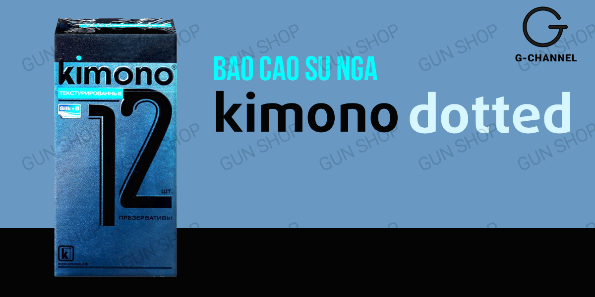 Bao cao su Kimono Dotted siêu mỏng 0.03mm điểm nổi hộp 12 cái Bao cao su Kimono Dotted siêu mỏng 0.03mm điểm nổi hộp 12 cái