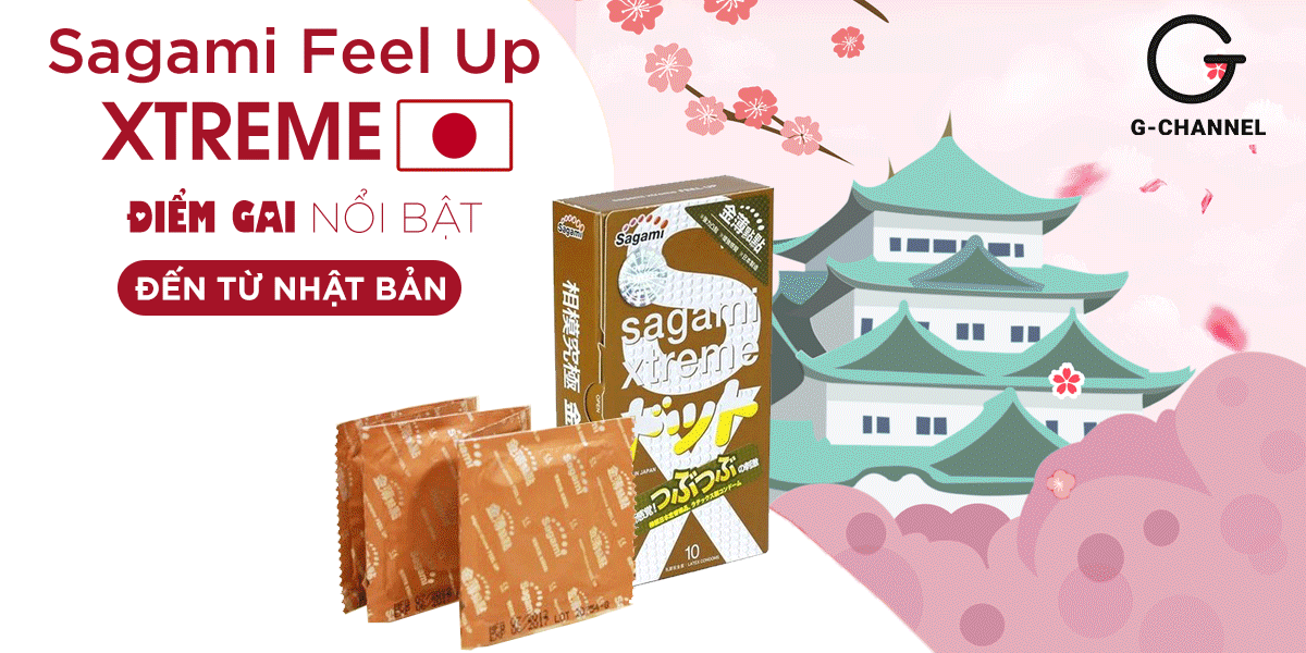 Bao cao su Sagami Feel Up siêu điểm nổi hộp 10 cái tăng cảm giác chân thật