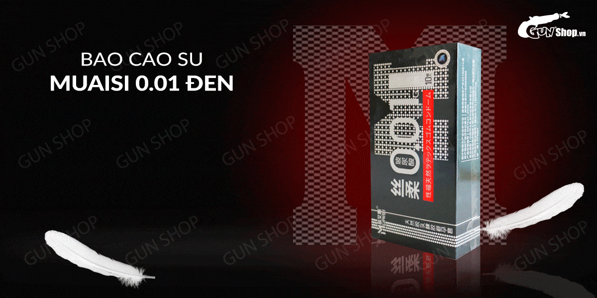 Bao cao su Muaisi đen siêu mỏng 0.01mm hộp 10 cái an toàn