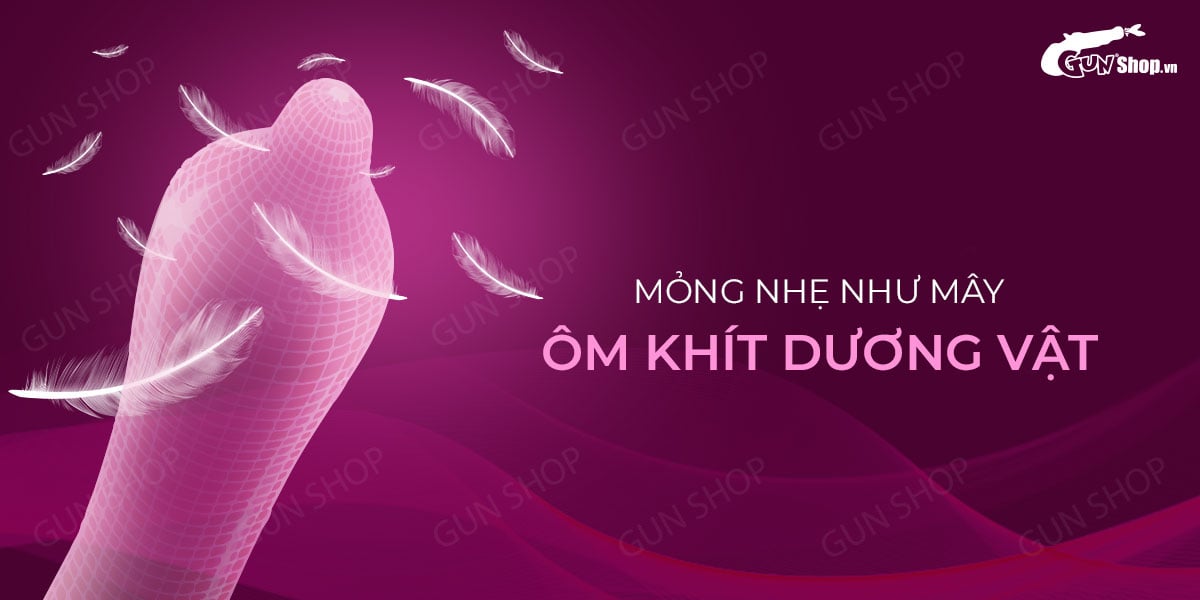 Bao cao su Muaisi Hồng siêu mỏng nhiều gel hộp 10 cái