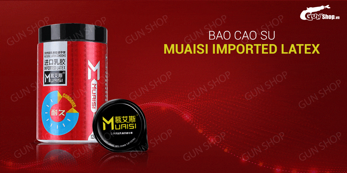 Bao cao su Muaisi Latex Red kéo dài thời gian chống xuất tinh sớm hộp 12