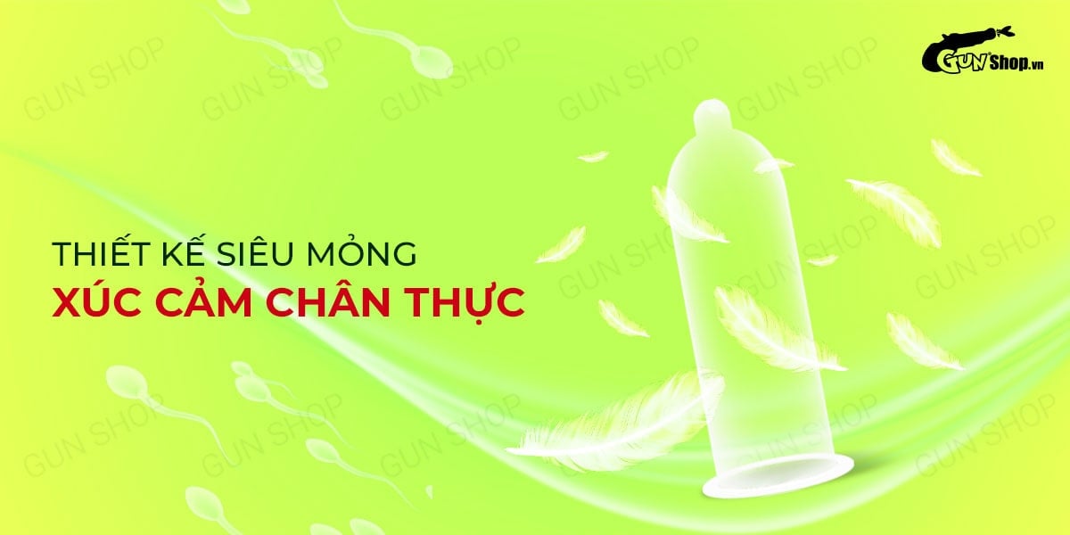 Bao cao su Muaisi xanh lá siêu mỏng hương dâu ngọt mát hộp 10 cái an toàn