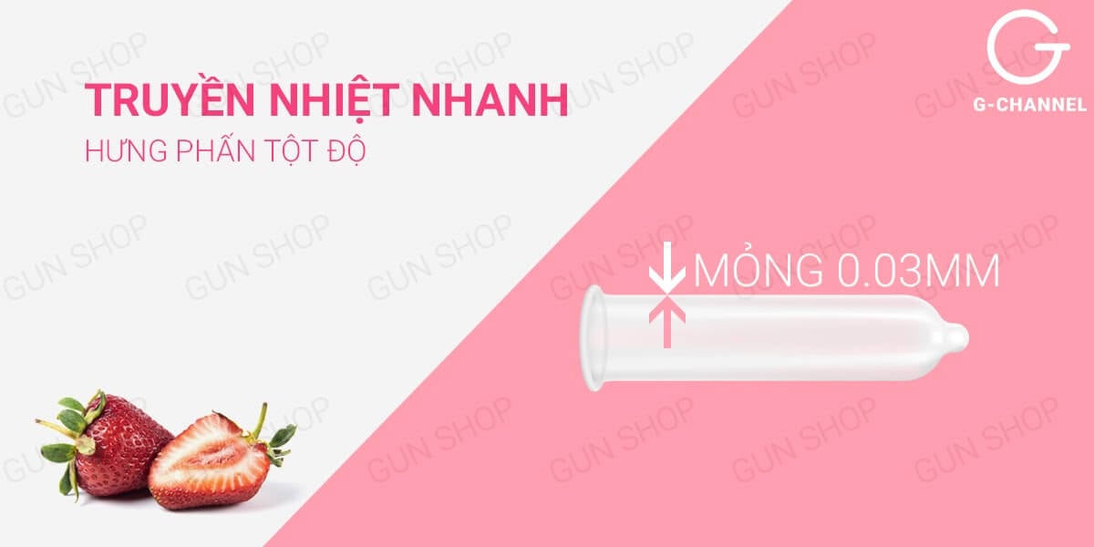 Bao cao su Nakanishi siêu mỏng 0.03mm hương dâu hộp 4 cái