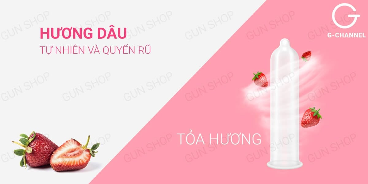 Bao cao su Nakanishi siêu mỏng 0.03mm hương dâu hộp 4 cái