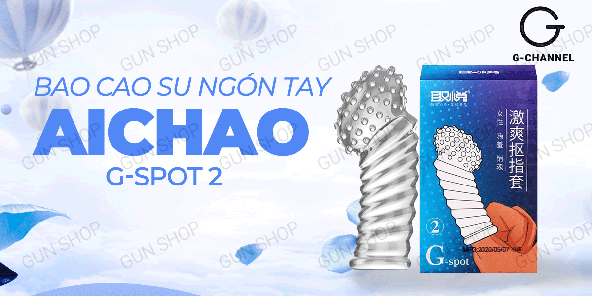Bao cao su ngón tay dài Aichao G-spot 2 gai lớn tăng khoái cảm mạnh