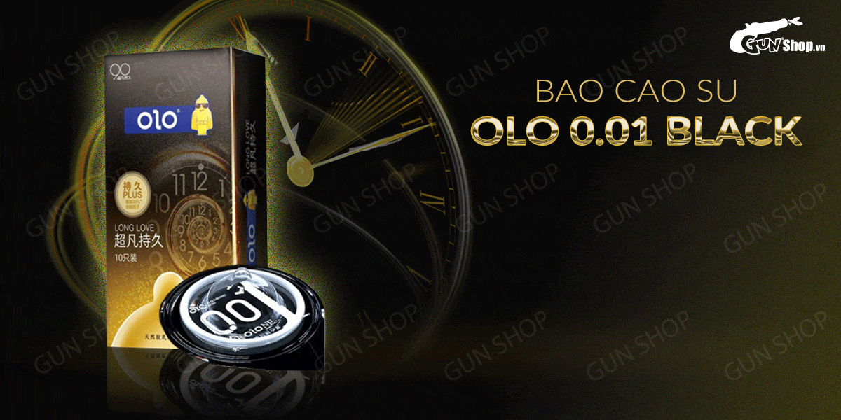 Bao cao su OLO 0.01 Black siêu mỏng kéo dài thời gian Hộp 10