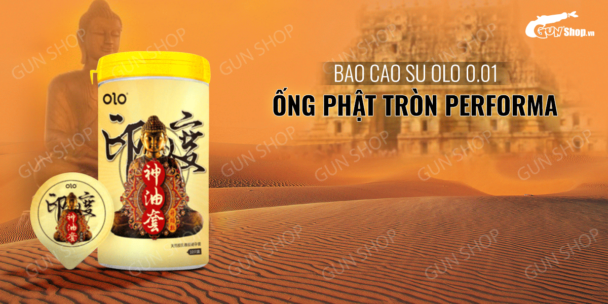 Bao cao su OLO 0.01 Ống Phật tròn Performa gân gai siêu mỏng kéo dài