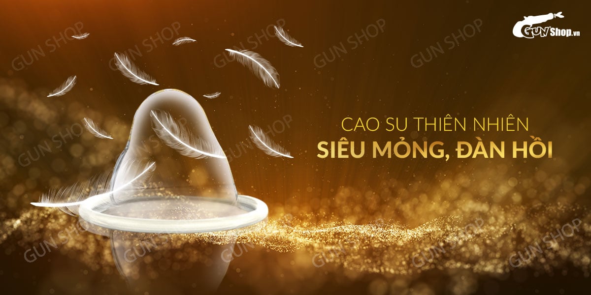 Bao cao su OLO 0.01 Vàng siêu mỏng gân gai hộp 10 cái