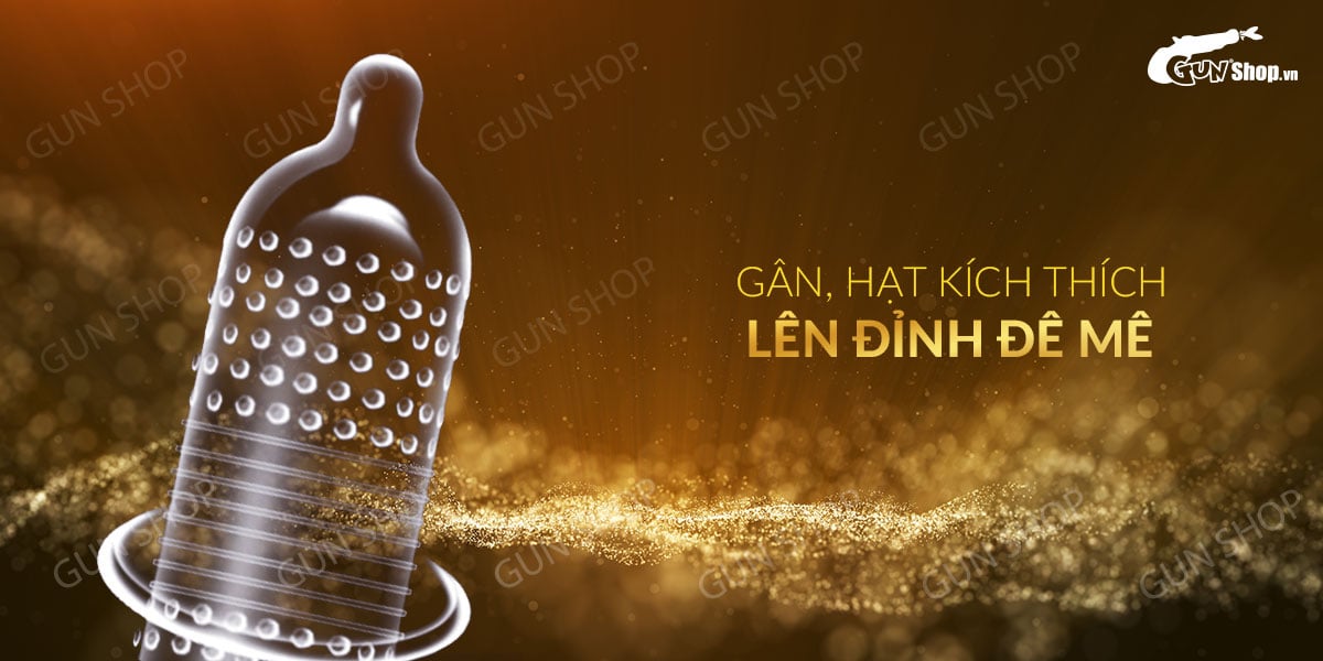 Bao cao su OLO 0.01 Vàng siêu mỏng gân gai hộp 10 cái