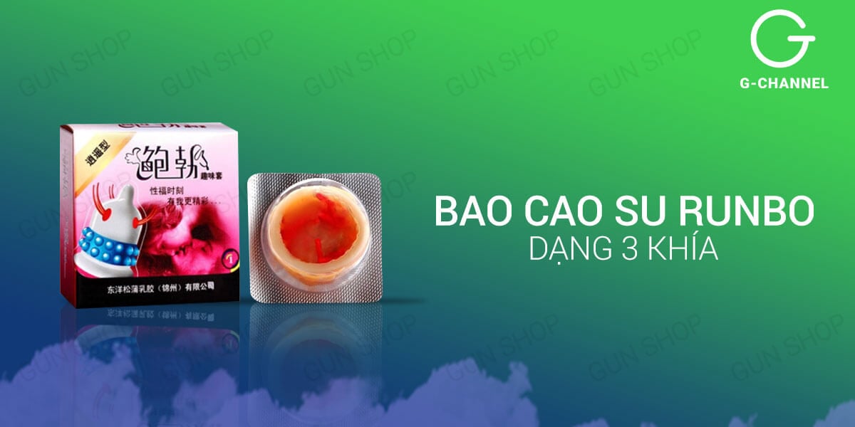 Bộ 3 hộp bao cao su Runbo gân gai lớn cảm giác kích thích mạnh
