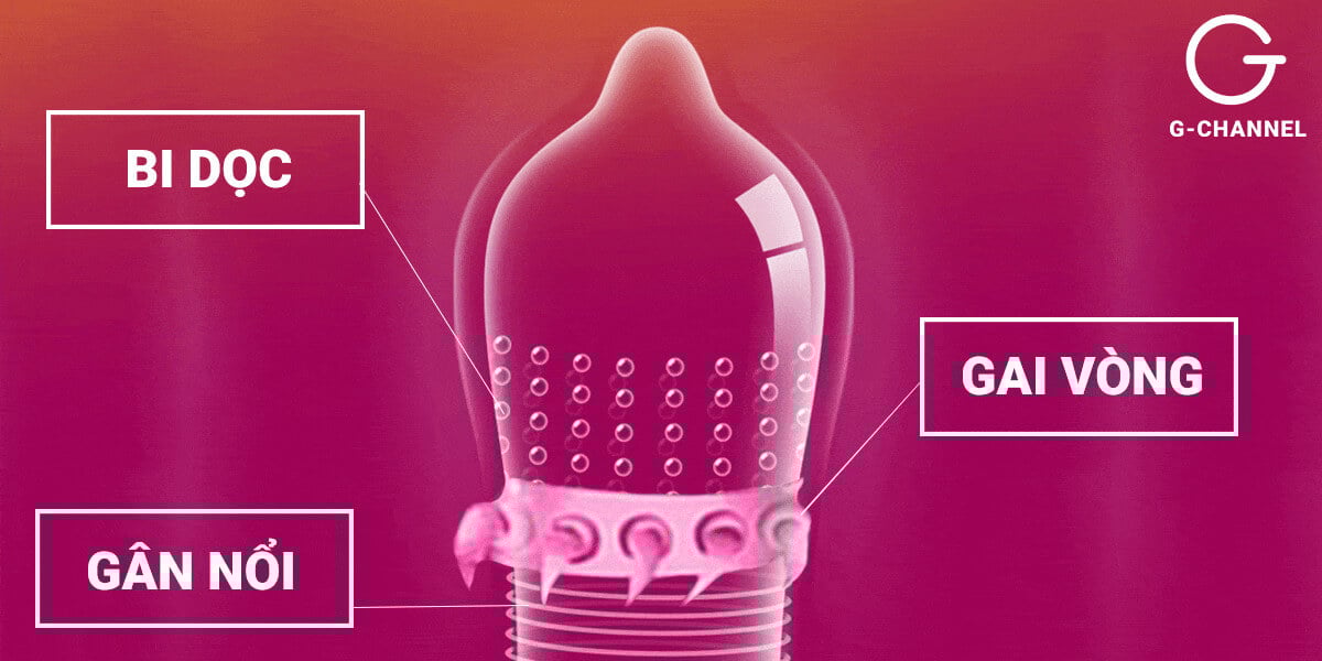 Bao cao su Super Gold gân gai siêu lớn hộp 2 cái tăng khoái cảm