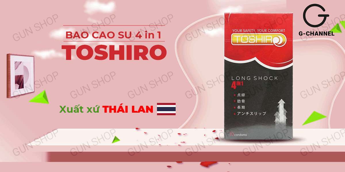 Bao cao su Toshiro Long Shock 4in1 kéo dài thời gian Thái Lan