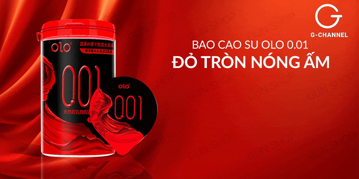Bao cao su OLO 0.01 Đỏ siêu mỏng nóng ấm hộp 10 cái truyền nhiệt tốt