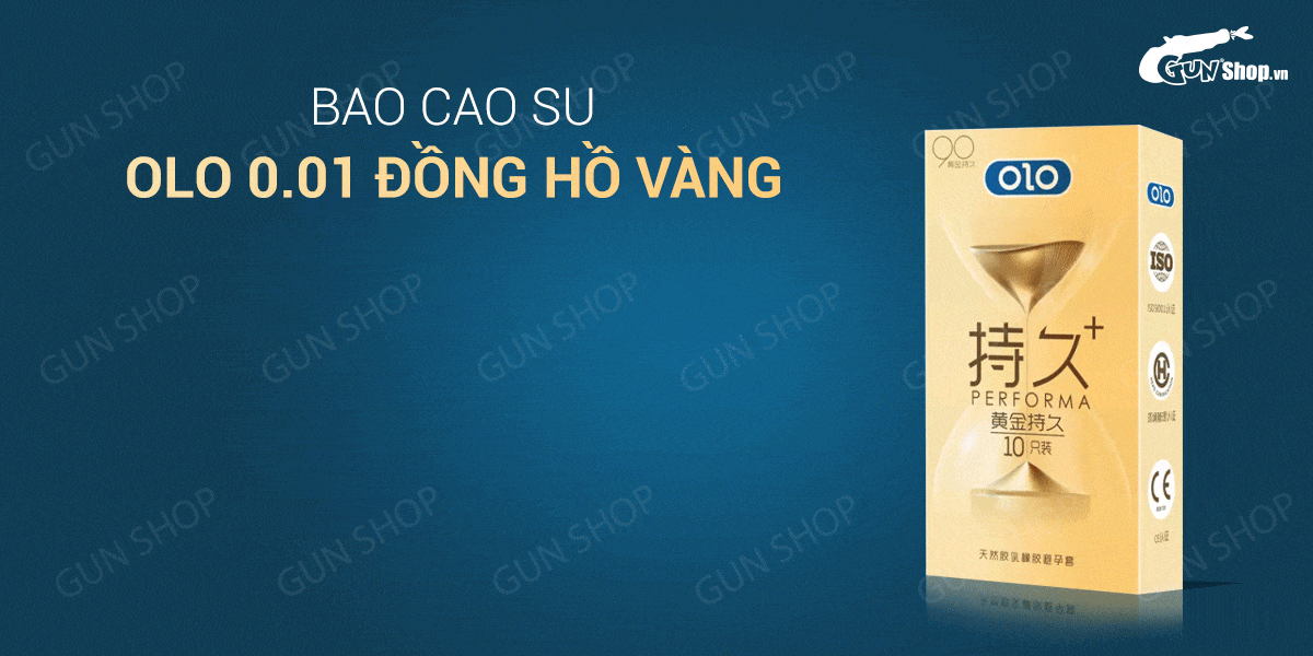 Bao cao su OLO 0.01 Đồng Hồ Vàng kéo dài thời gian hộp 10 cái cao cấp
