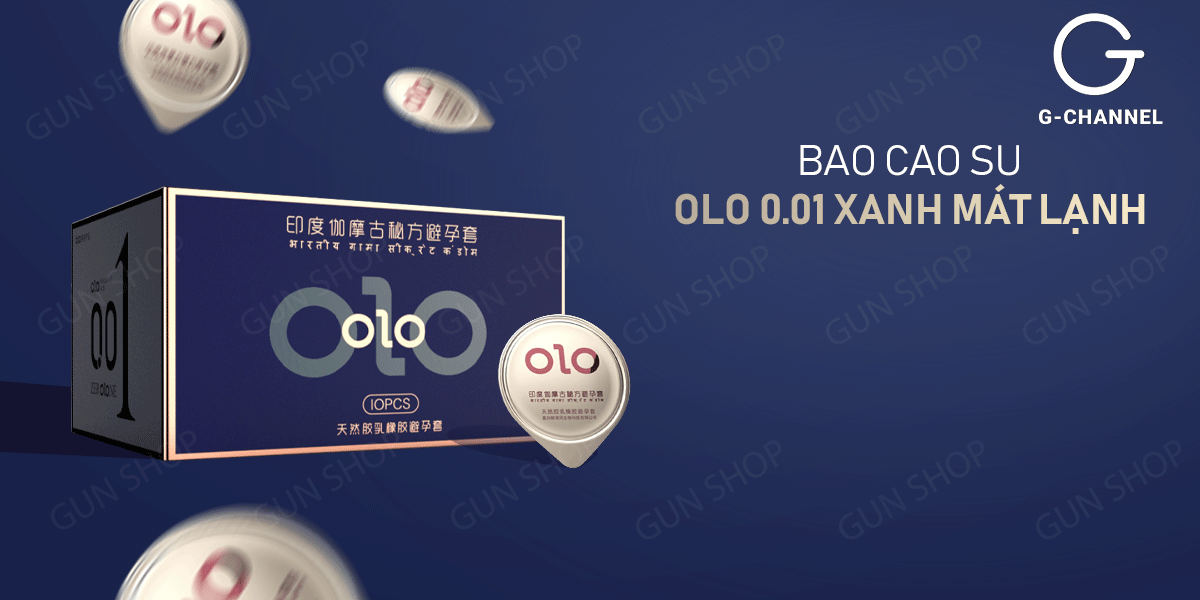 Bao cao su OLO 0.01 Xanh siêu mỏng kéo dài thời gian Hộp 10
