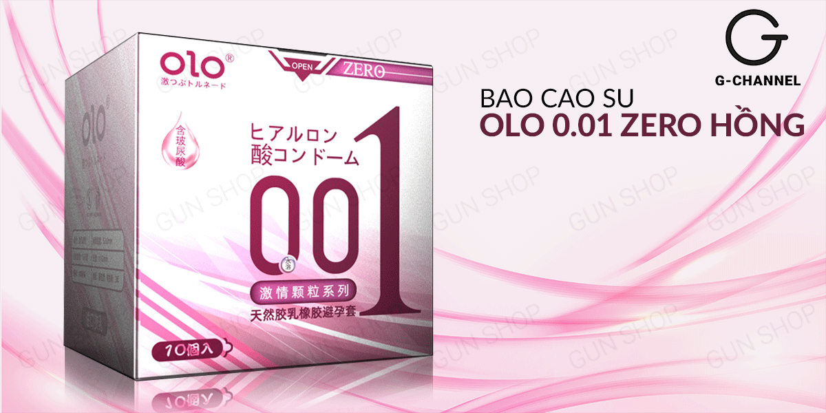 Bao cao su OLO 0.01 Zero Hồng siêu mỏng có hạt gel bôi trơn tăng khoái cảm