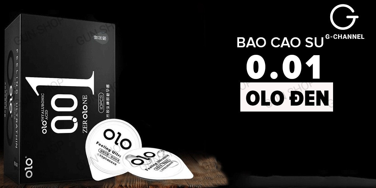 Bao cao su OLO 0.01 Đen siêu mỏng hương vani hộp 10 cái chất lượng