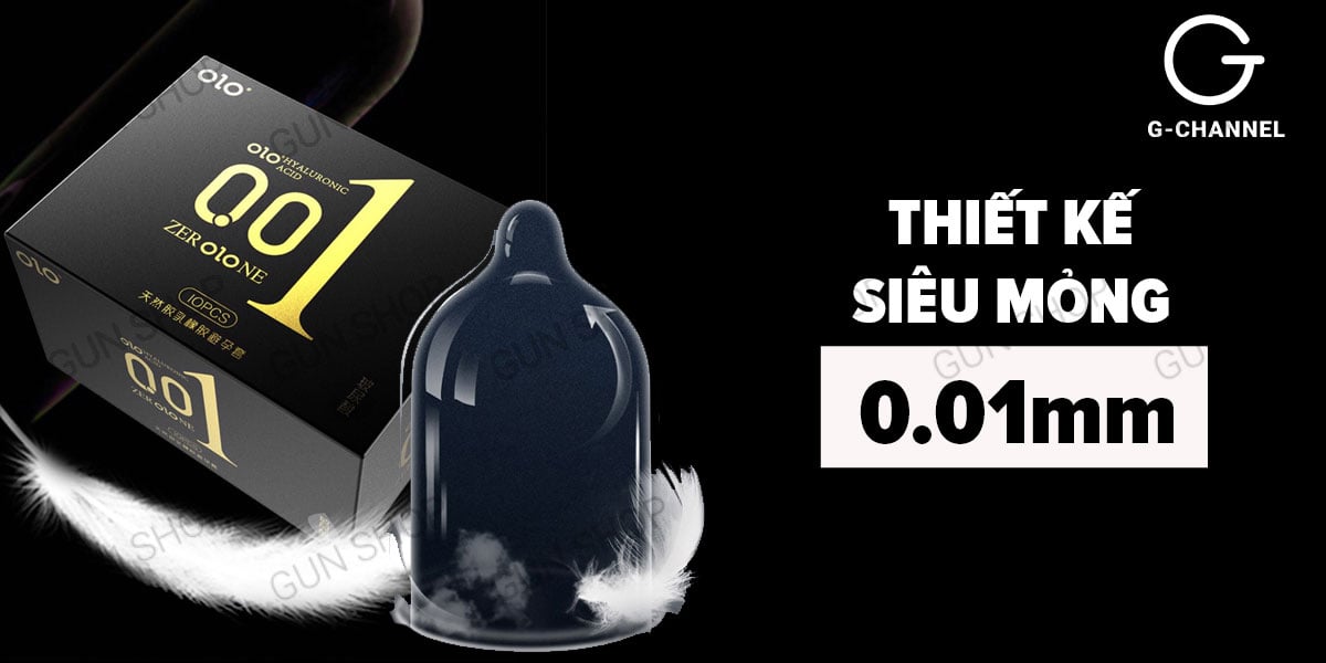 Bao cao su OLO 0.01 Đen siêu mỏng hương vani hộp 10 cái chất lượng