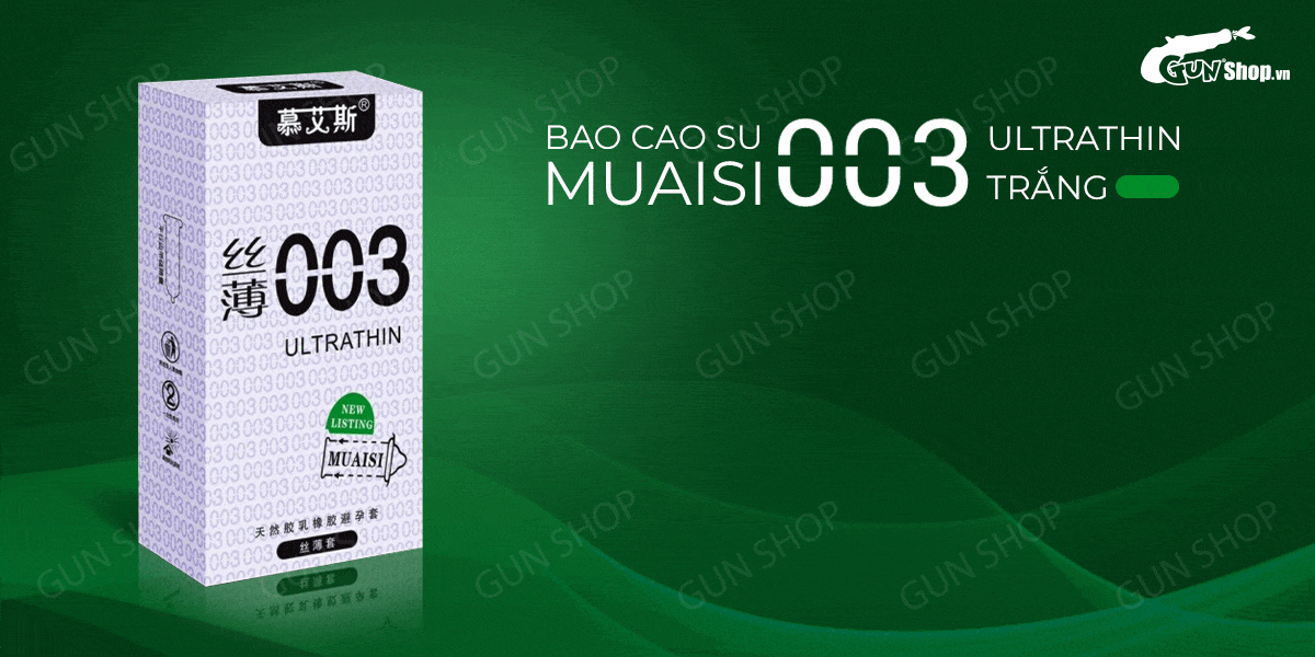 Bao cao su Muaisi 0.03 Ultrathin trắng siêu mỏng siêu mềm thoải mái